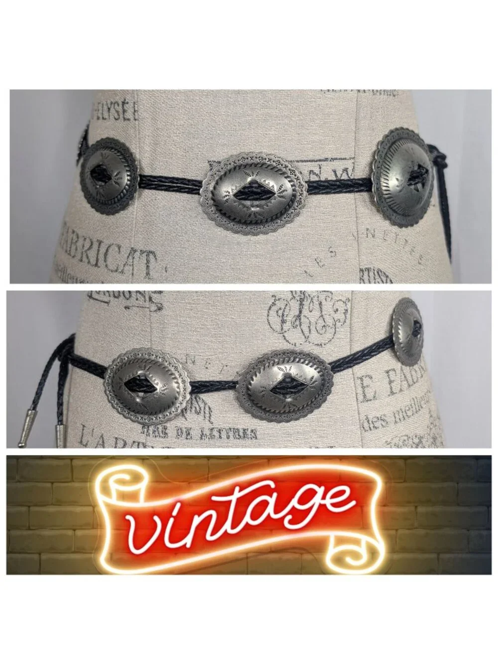 Vintage 90s Conch Braided Belt Small Western Native